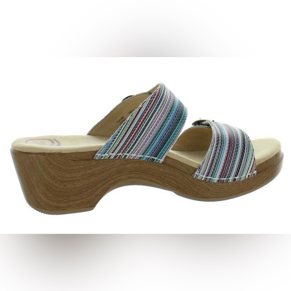 Dansko Women’s Shoes Sophie Stripe Leather Slip On Slide Sandals size 9.5 - Picture 2 of 15